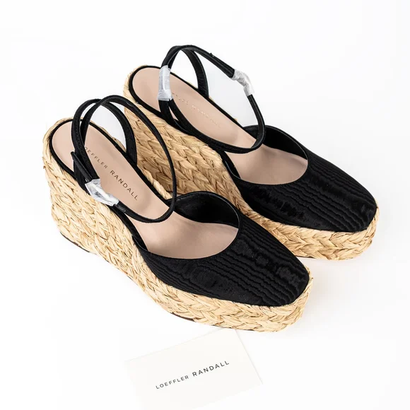 NWT Loeffler Randall Tallulah Black Wedge Womens Espadrille $325 - Size 8.5 EU39